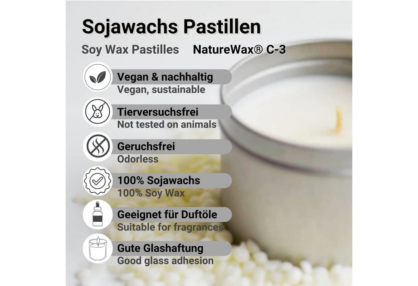 DistrEbution Sojawachs C-3 Pastillen Weiß/Beige für Kerzen - Bild 3