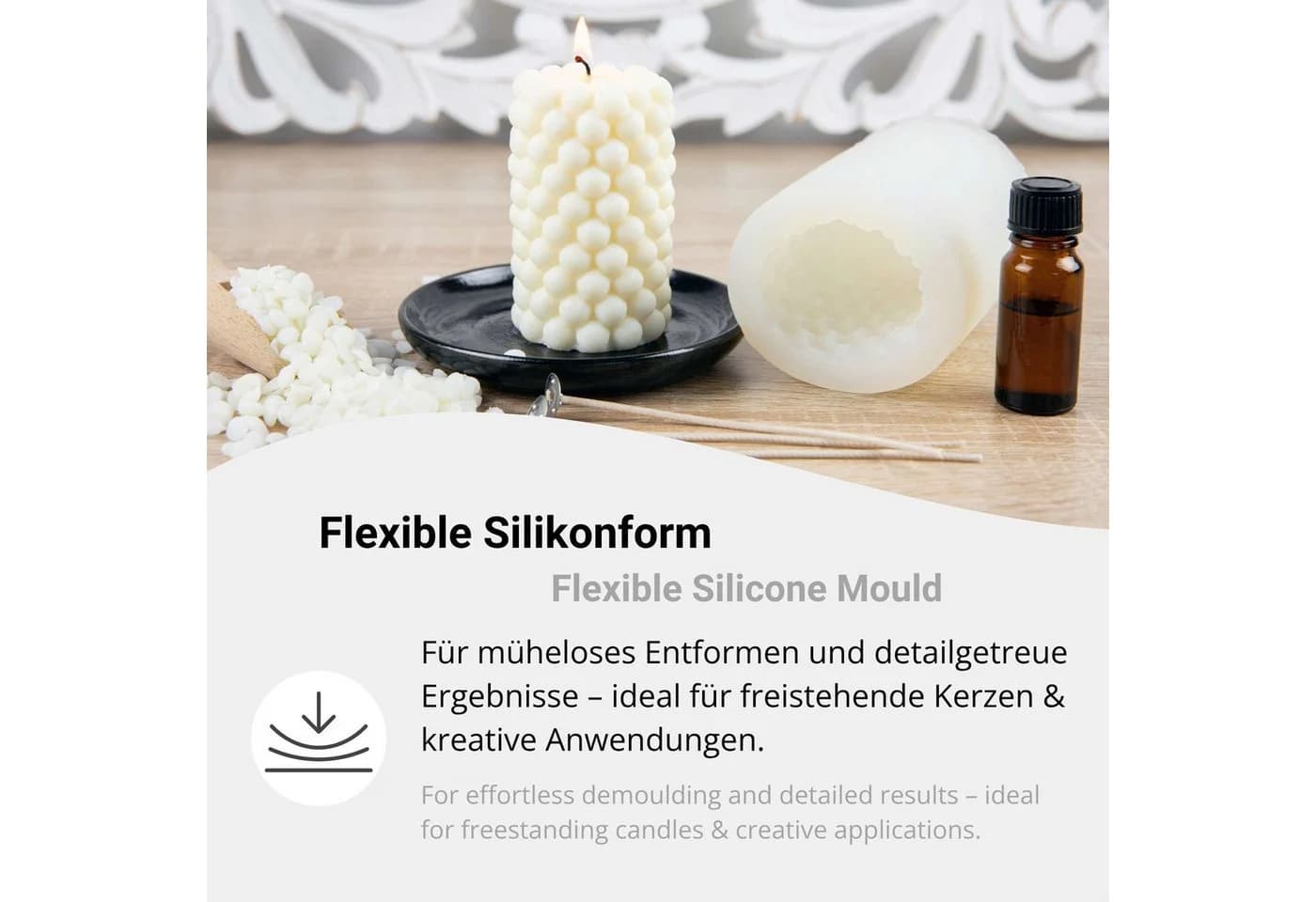 DistrEbution Silikonform Geriffelte Säulenkerze Weiß - Bild 3
