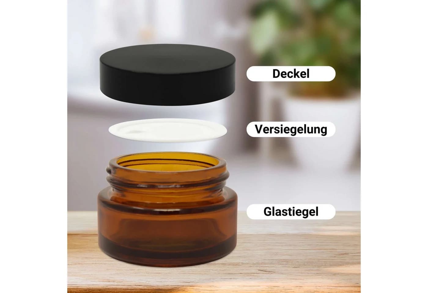 DistrEbution Make-Up Organizer Cremetiegel 20 ml 12-tlg. Braunglas - Bild 3