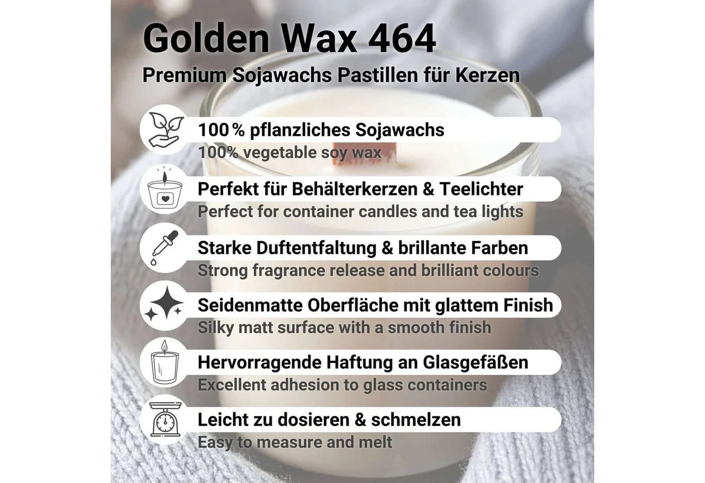 DistrEbution Golden Wax 464 Premium Sojawachs Pastillen für Kerzen