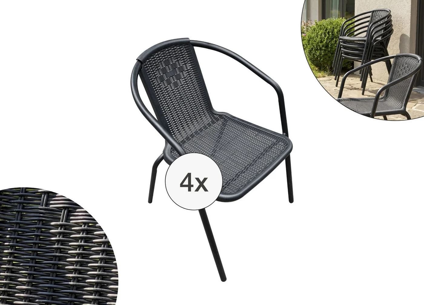 LC Garden Garvista Stapelstuhl Schwarz Gartenstuhl mit Armlehnen - Bild 2