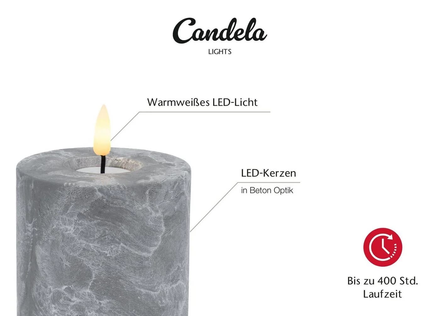 LC Home LED-Kerzen 2er Set Betonoptik mit Timer - Bild 3