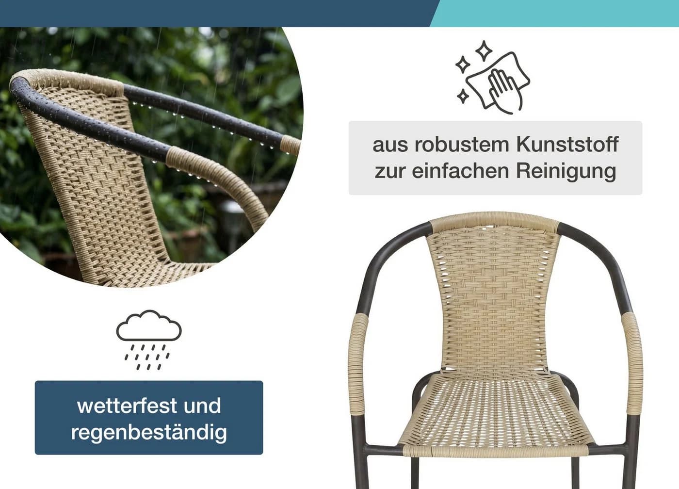 LC Garden Garvista Stapelstuhl Schwarz Rattan-Optik - Bild 5