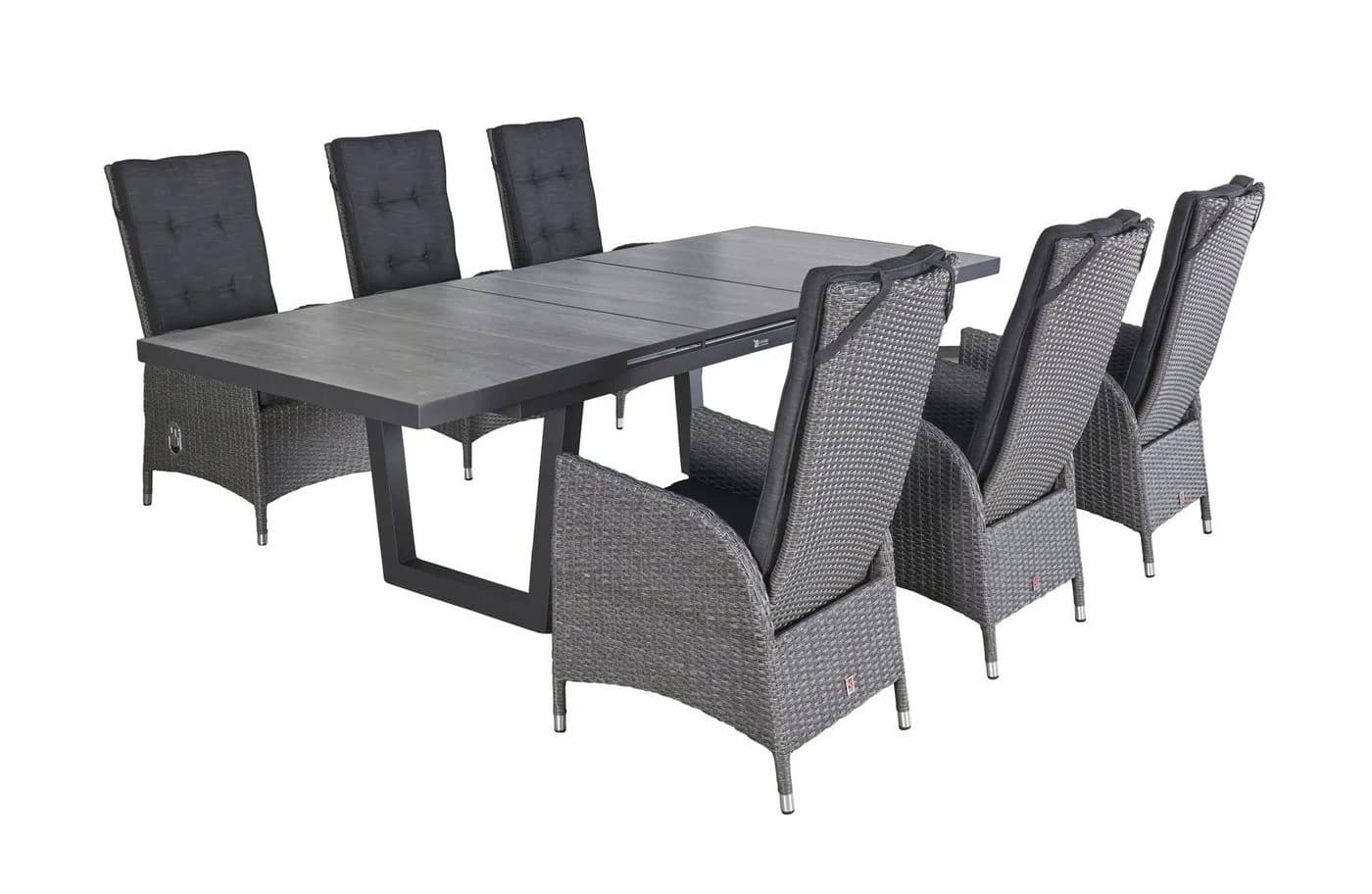LC Garden Garten-Essgruppe Barcelona 7-tlg. Anthrazit Aluminium Polyrattan - Bild 2