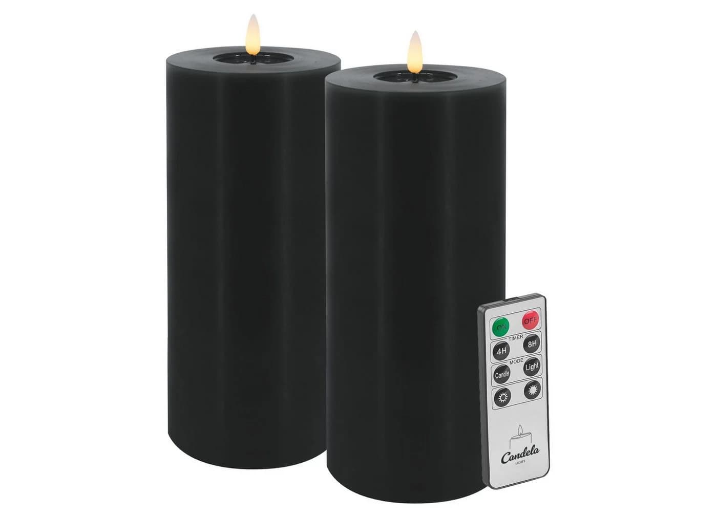 LC Home LED-Kerzen Set Winter Echtwachs mit Timer & Fernbedienung