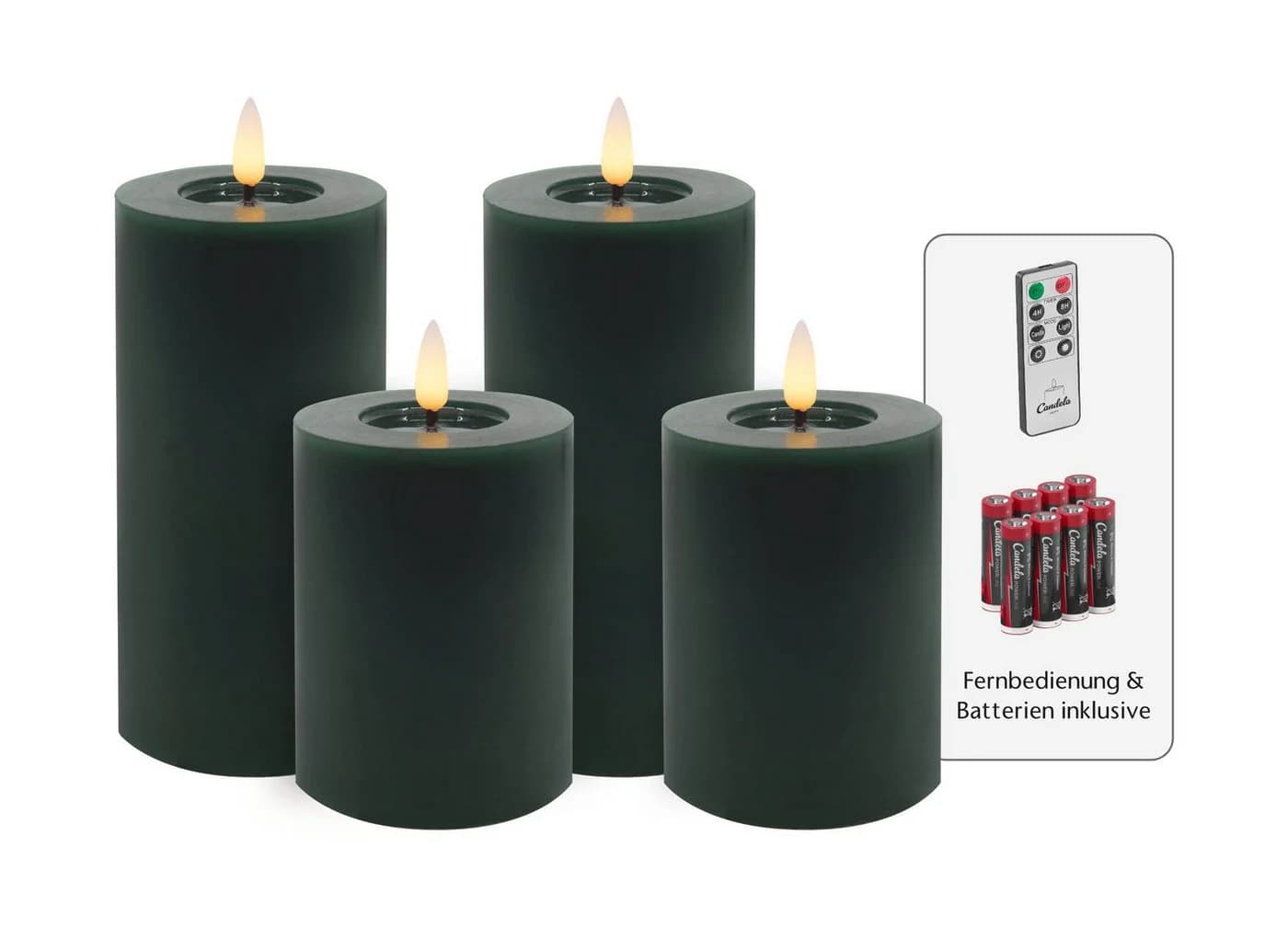 LC Home LED-Kerzen Set 4-tlg. Echtwachs Weiss Timer Fernbedienung - Bild 2