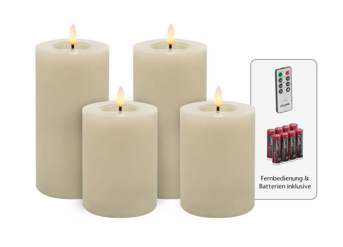 LC Home LED-Kerzen 4er Set Winter Cream Echtwachs mit Fernbedienung - Bild 2