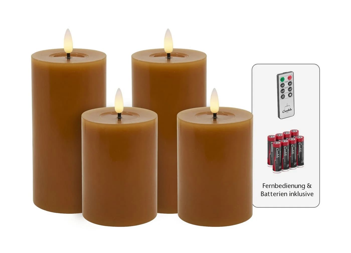 LC Home LED-Kerze Spar-Set 4-tlg. Echtwachs Dimmbar Timer Funktion - Bild 2