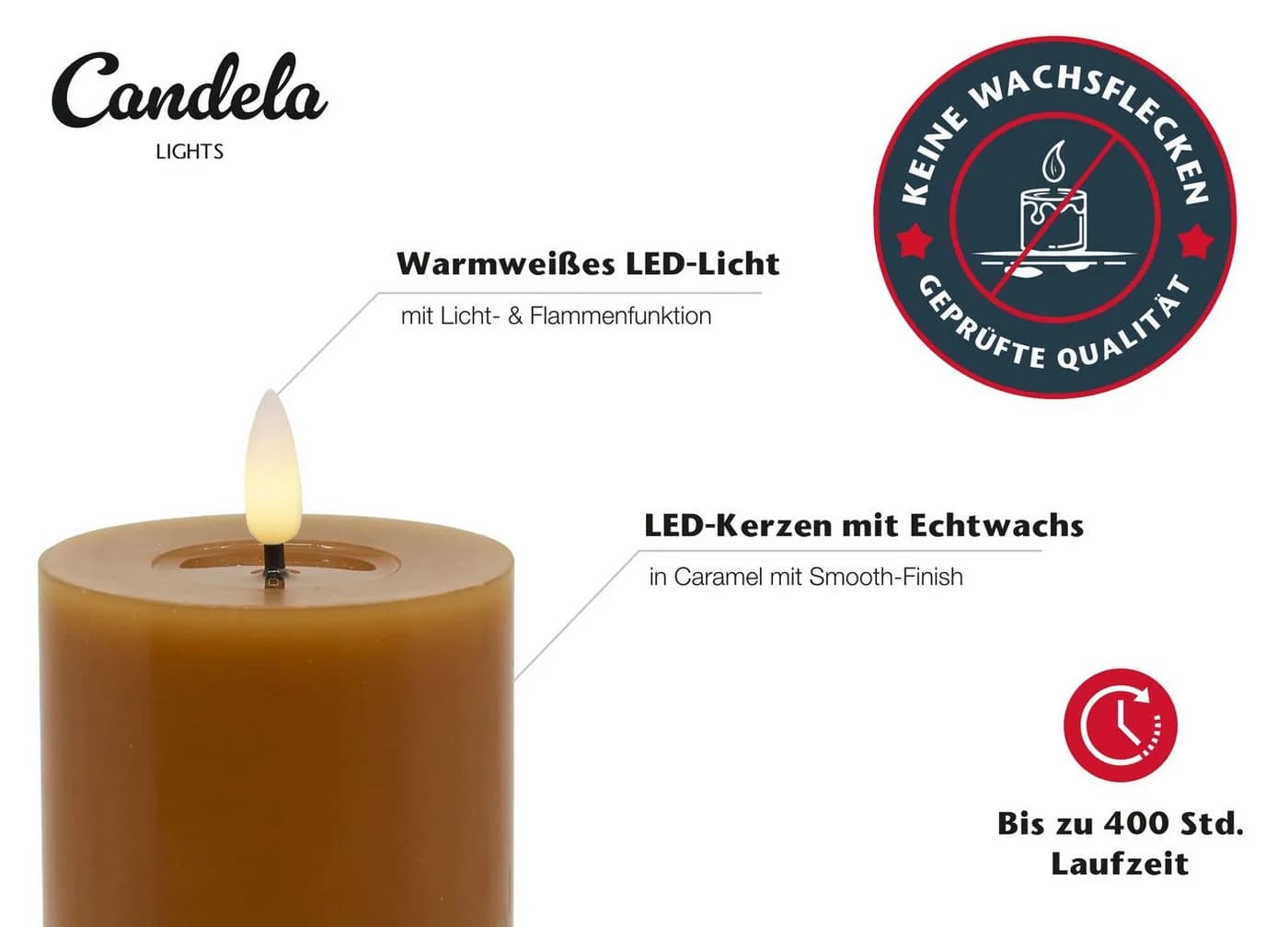 LC Home LED-Kerze Spar-Set 4-tlg. Echtwachs Dimmbar Timer Funktion - Bild 3