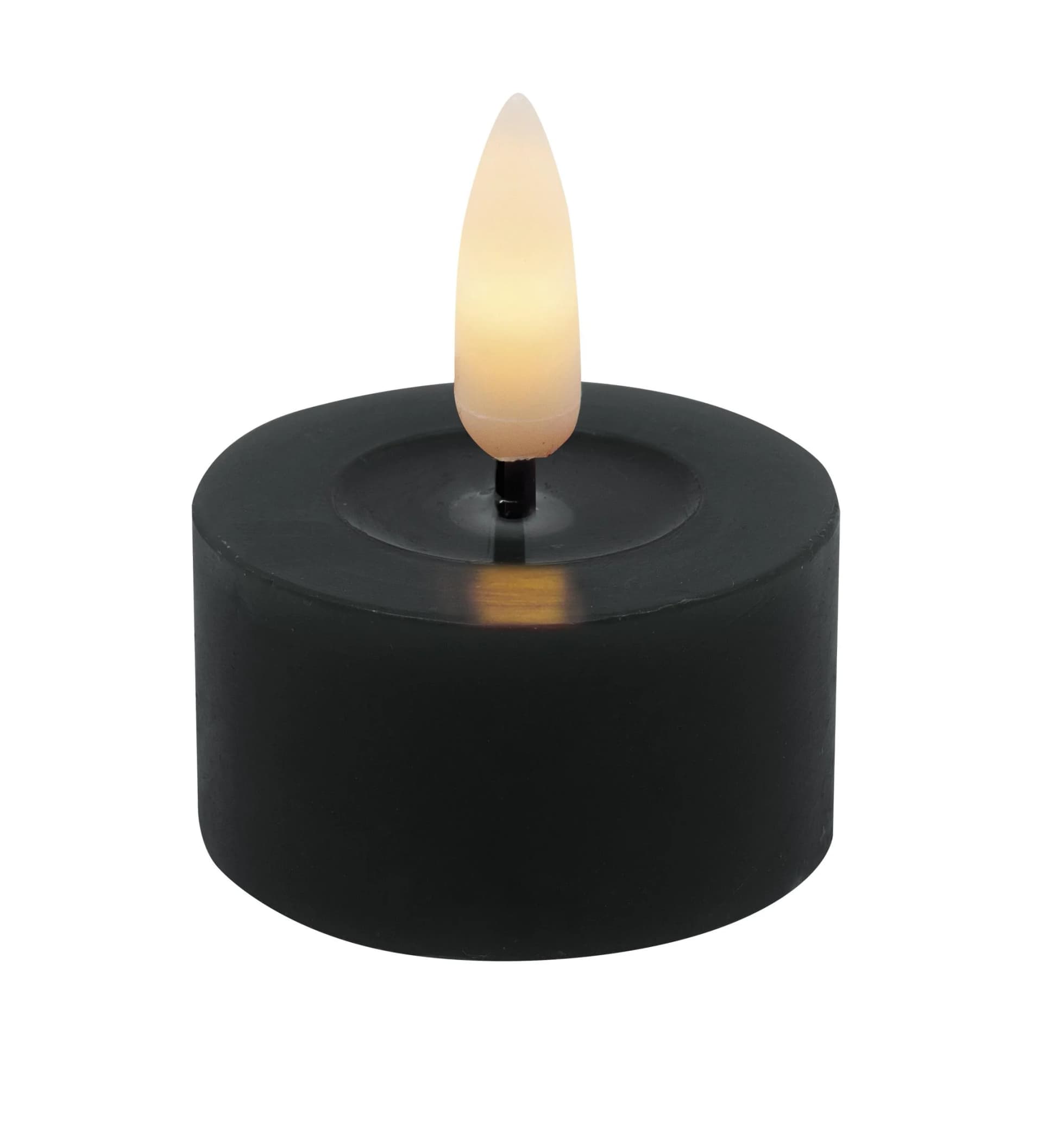 LED Teelicht 2er-Set Schwarz Echtwachs 3D-Flamme