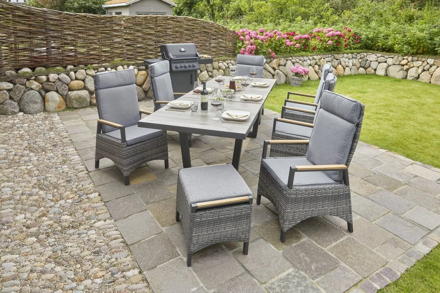 LC Garden Gartenstuhl »Keramo« natur-grau verstellbar mit Teak-Armlehne - Bild 3