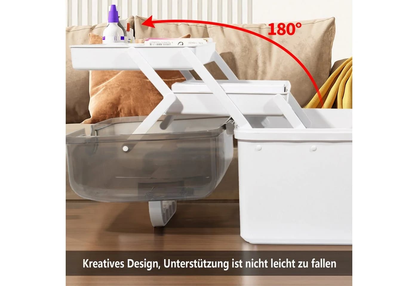 Zedelmaier Aufbewahrungsbox Medikamenten Aufbewahrung Medizinbox Apothekenbox HausapothekeBox Groß (YX1005) Tragbar Kindersicherung 3 Treppenabteile - Bild 4
