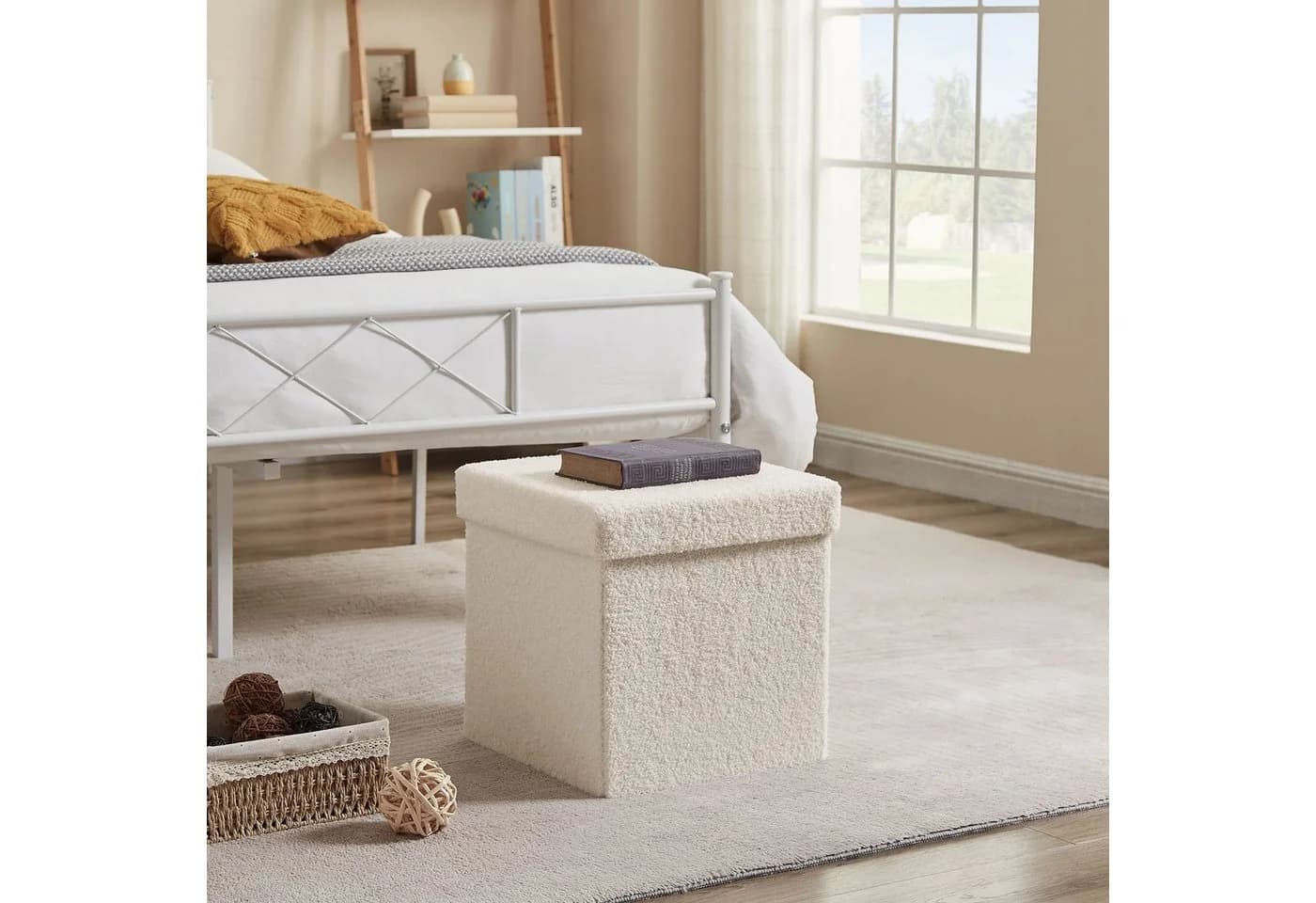 Zedelmaier Sitzhocker mit Stauraum Beige Samt faltbar - Bild 3