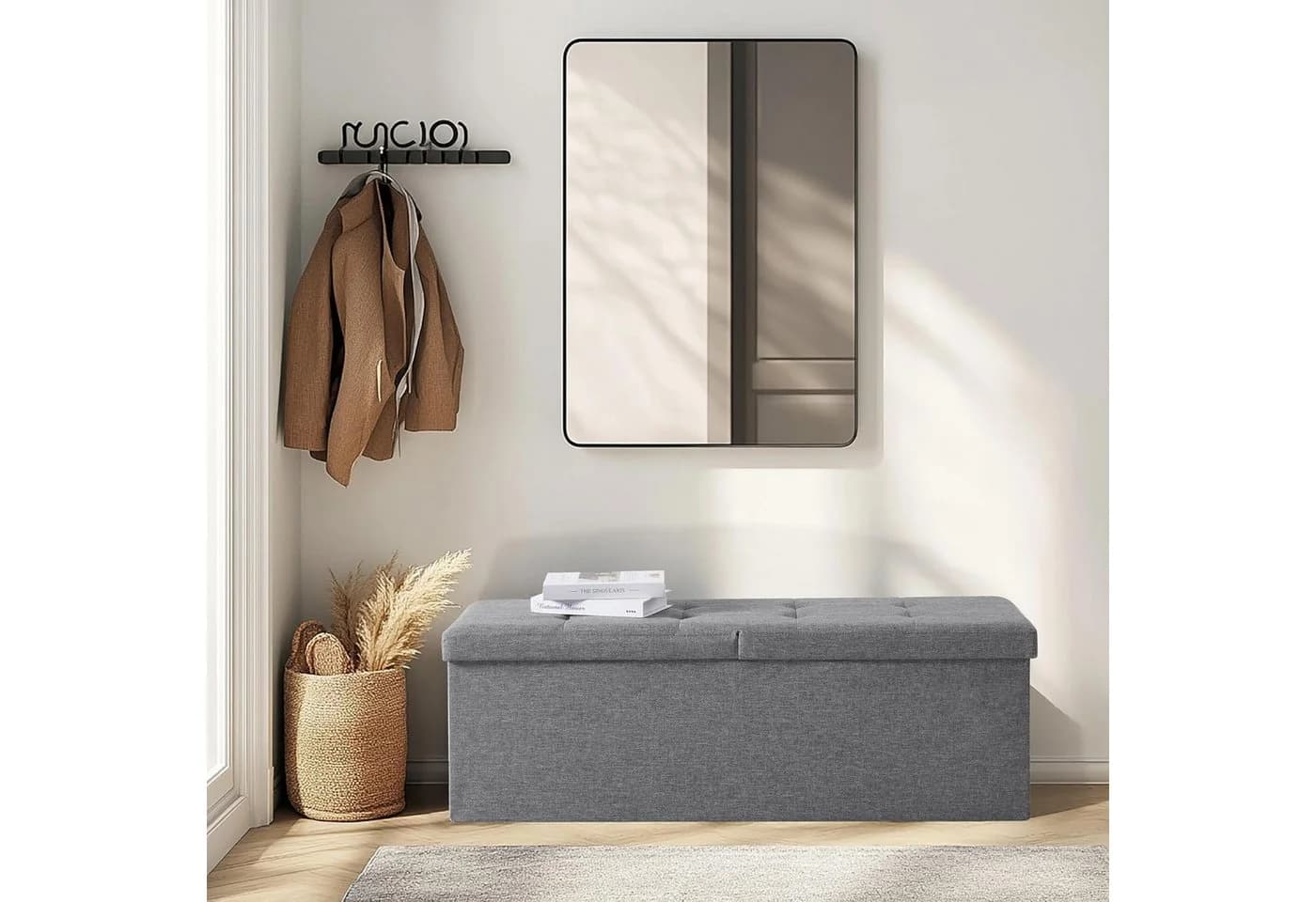 Zedelmaier Sitzbank 114cm mit Stauraum und Faltfunktion Hellgrau - Bild 4