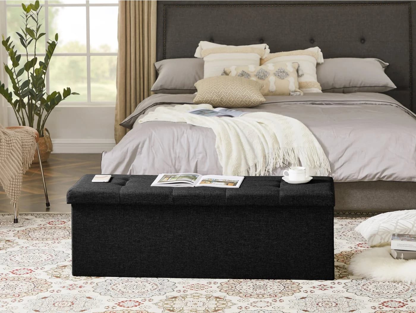 Zedelmaier Sitzbank 114cm Schwarz Faltbar Stauraum
