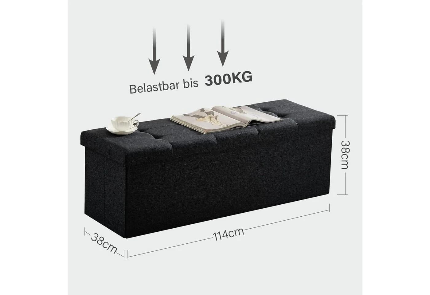 Zedelmaier Sitzbank 114cm Schwarz mit Stauraum