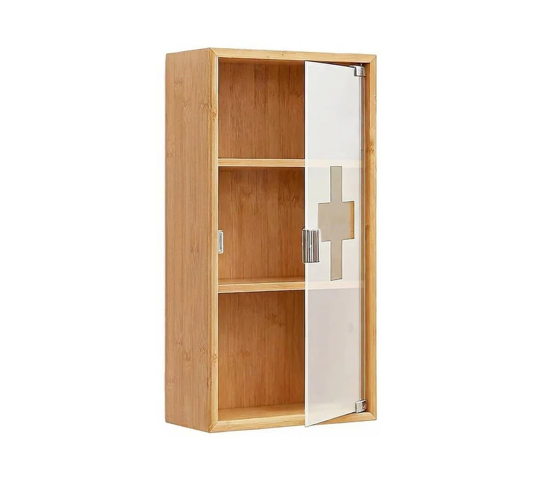 Zedelmaier Medizinschrank Bambus mit Glas und verstellbaren Böden - Bild 3