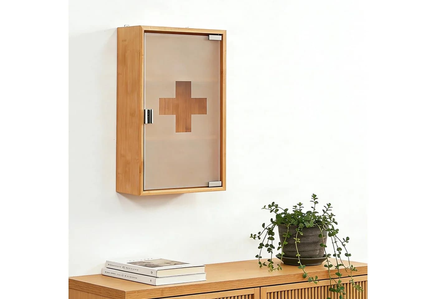 Zedelmaier Medizinschrank Bambus mit Glas und verstellbaren Böden - Bild 5