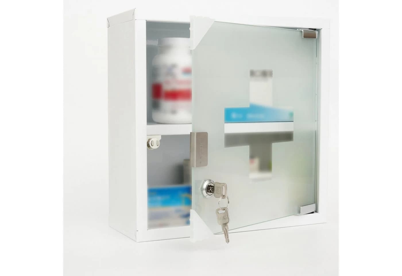 Zedelmaier Medizinschrank Edelstahl Weiß/Silber Kindersicher