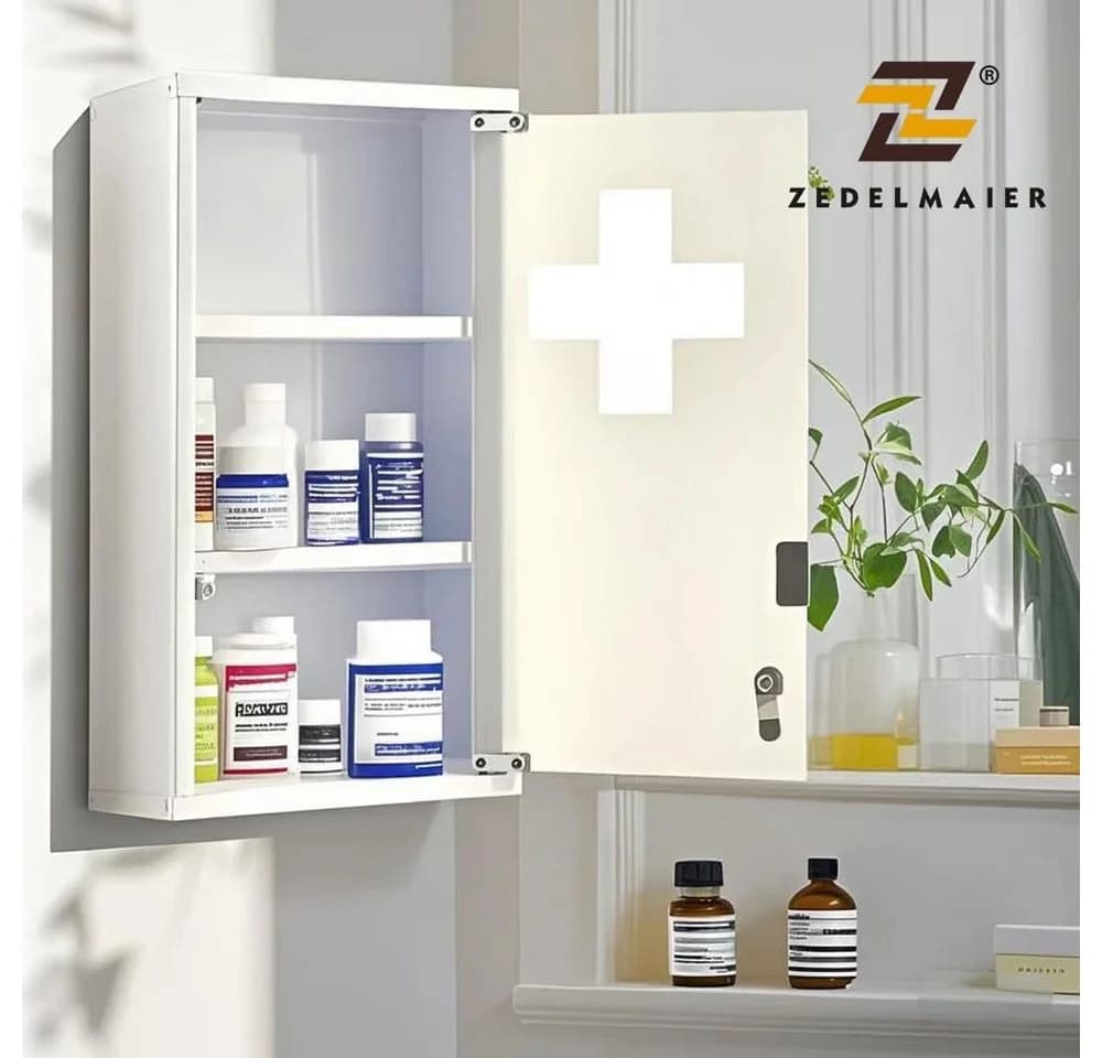 Zedelmaier Medizinschrank Edelstahl Weiß Silber Abschließbar - Bild 3