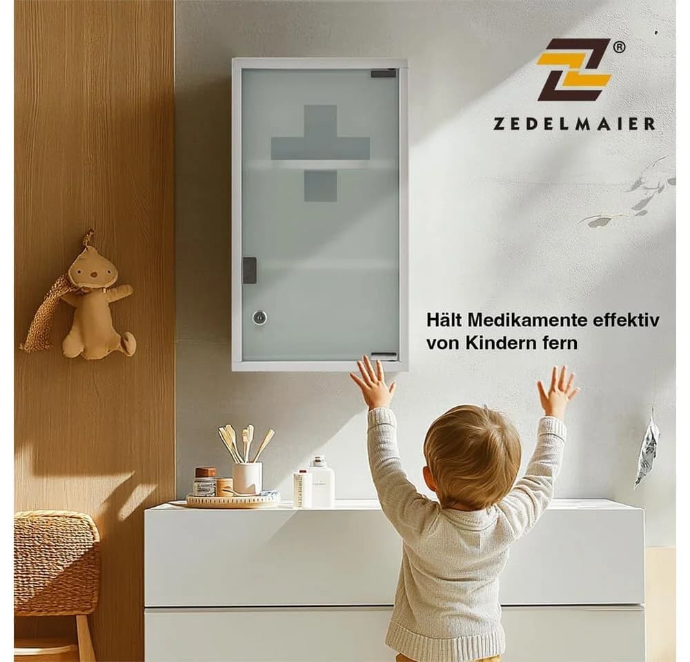 Zedelmaier Medizinschrank Edelstahl Weiß Silber Abschließbar - Bild 5