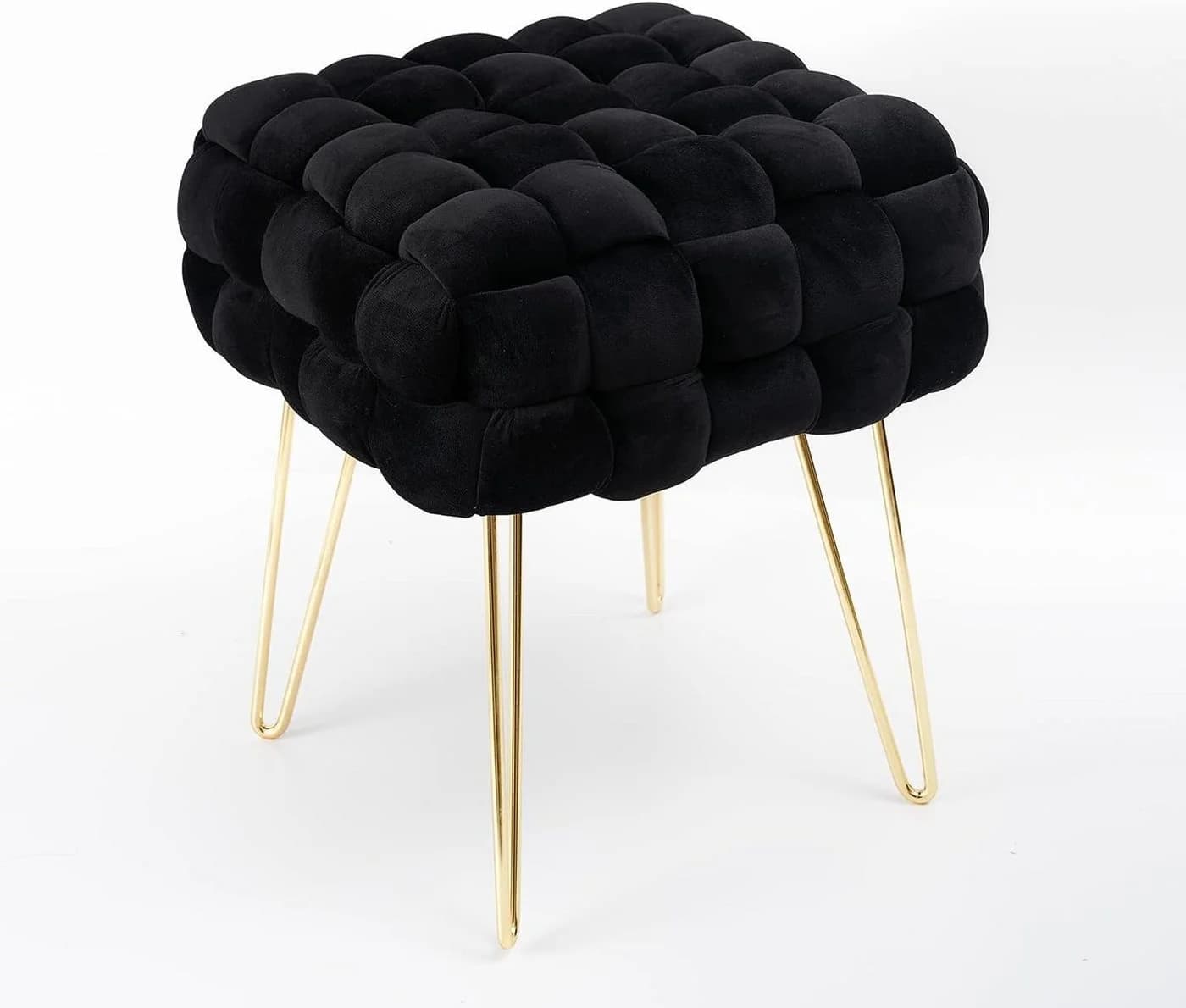 Zedelmaier Sitzhocker Ottoman Schwarz Goldene Beine - Bild 2