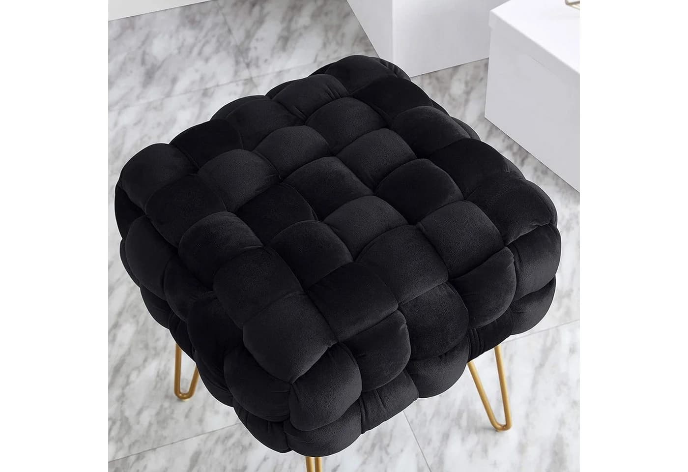 Zedelmaier Sitzhocker Ottoman Schwarz Goldene Beine - Bild 4