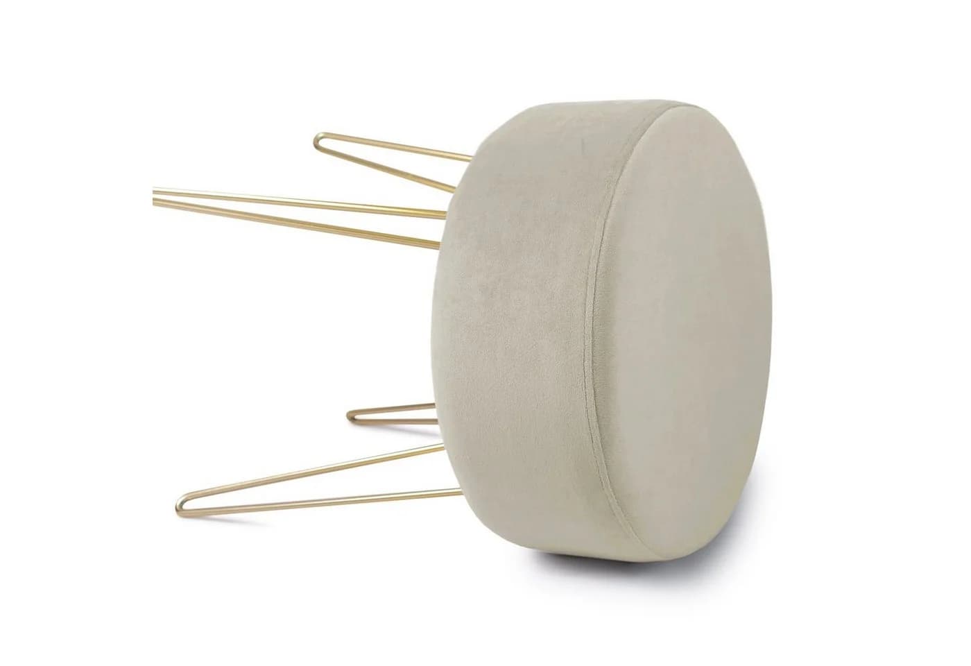 Zedelmaier Runder Sitzhocker Samt Creme Metallbeine