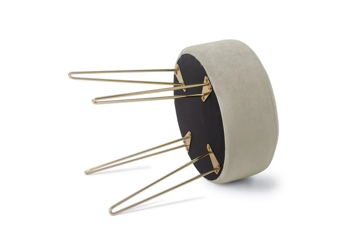 Zedelmaier Runder Sitzhocker Samt Creme Metallbeine - Bild 3