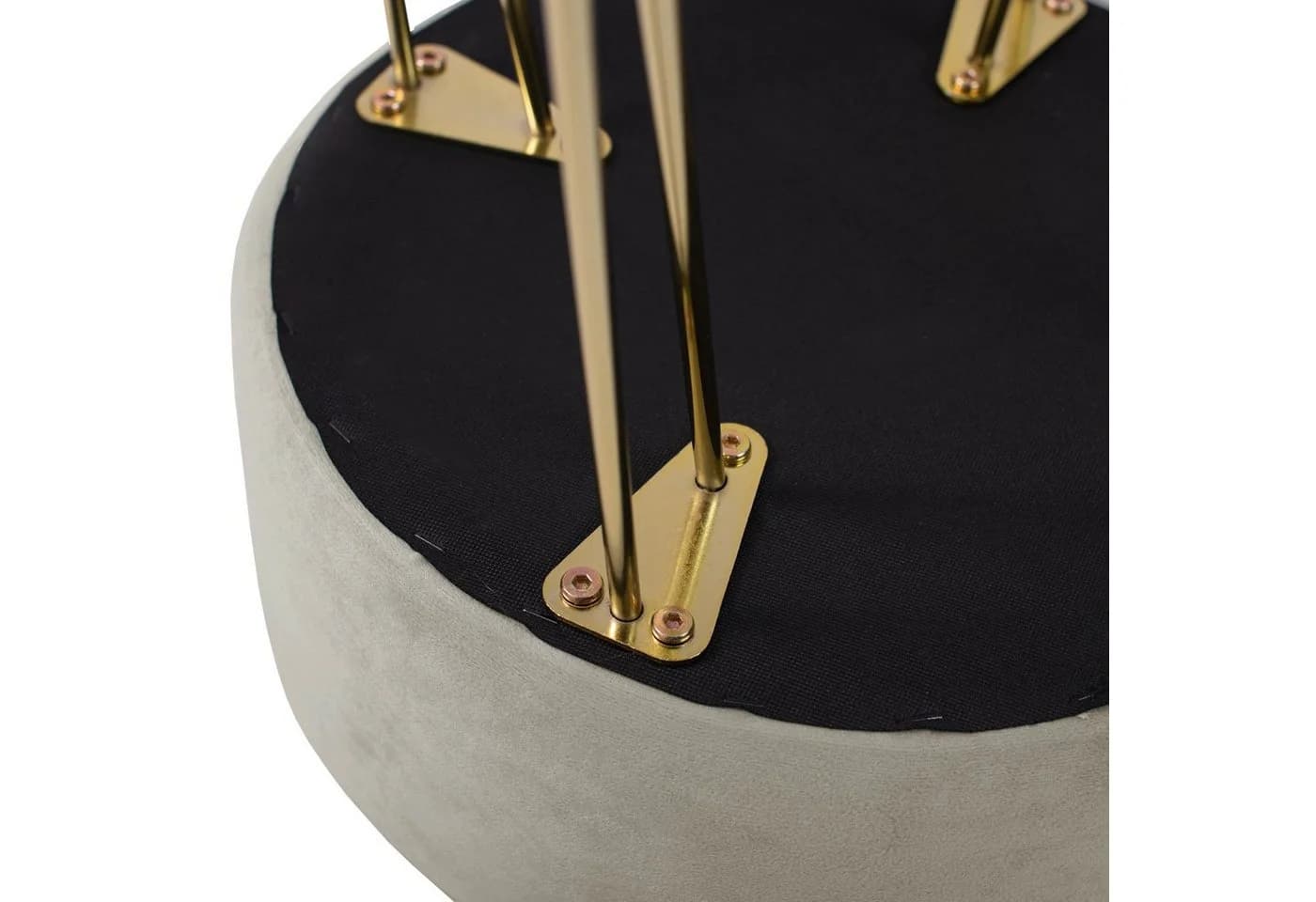 Zedelmaier Runder Sitzhocker Samt Creme Metallbeine - Bild 4