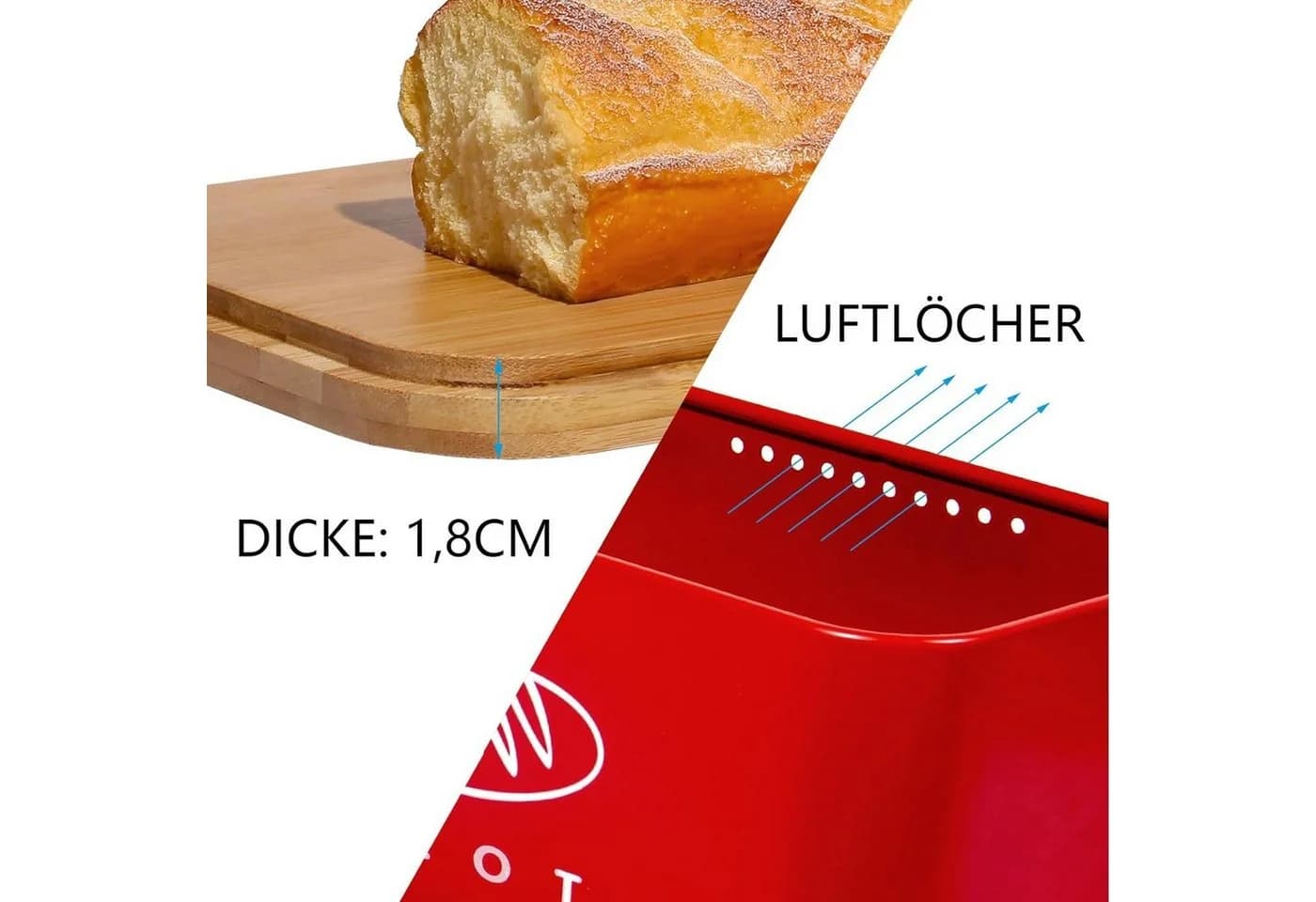 Zedelmaier Brotkasten Metall mit Holzdeckel Retro Schwarz/Weiß/Beige - Bild 3