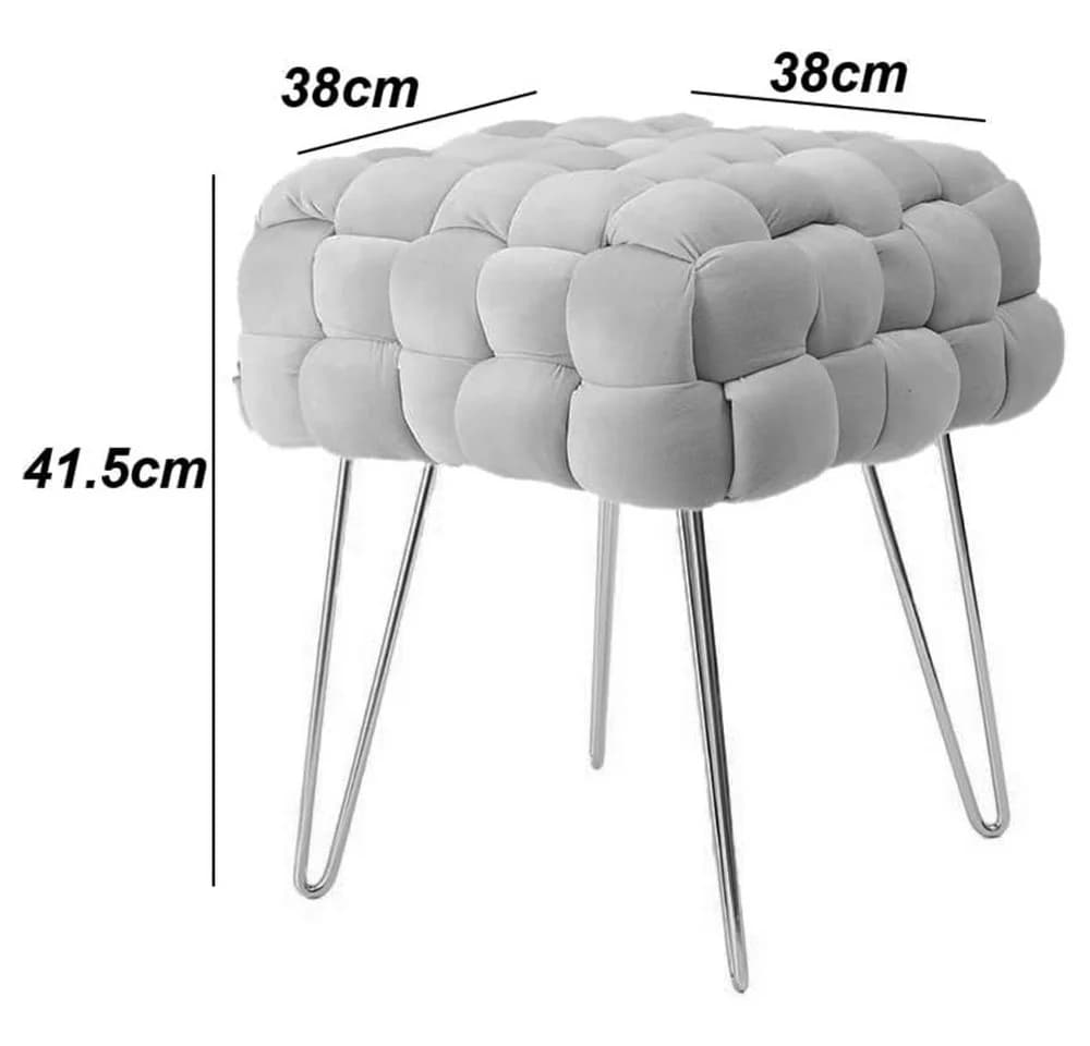 Zedelmaier Sitzhocker Ottoman Grau Gold Metallbeine Velours