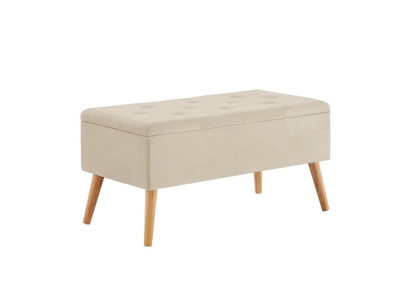 Zedelmaier Sitztruhe Hocker mit Stauraum Leinenoptik Massivholzfüße Beige - Bild 2