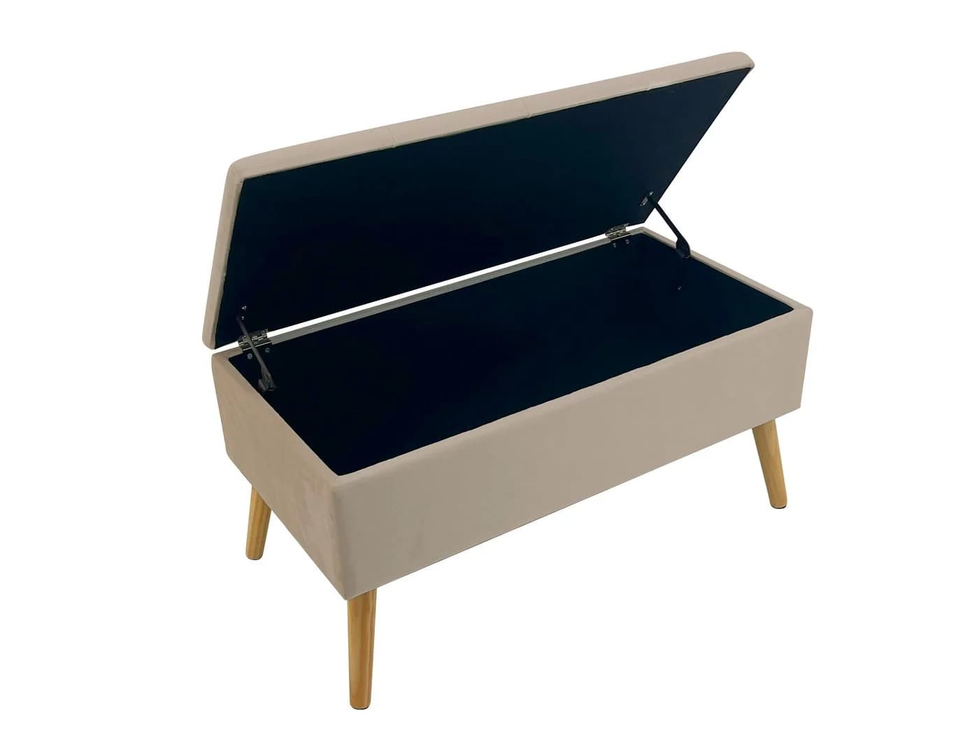Zedelmaier Sitztruhe Hocker mit Stauraum Leinenoptik Massivholzfüße Beige - Bild 5