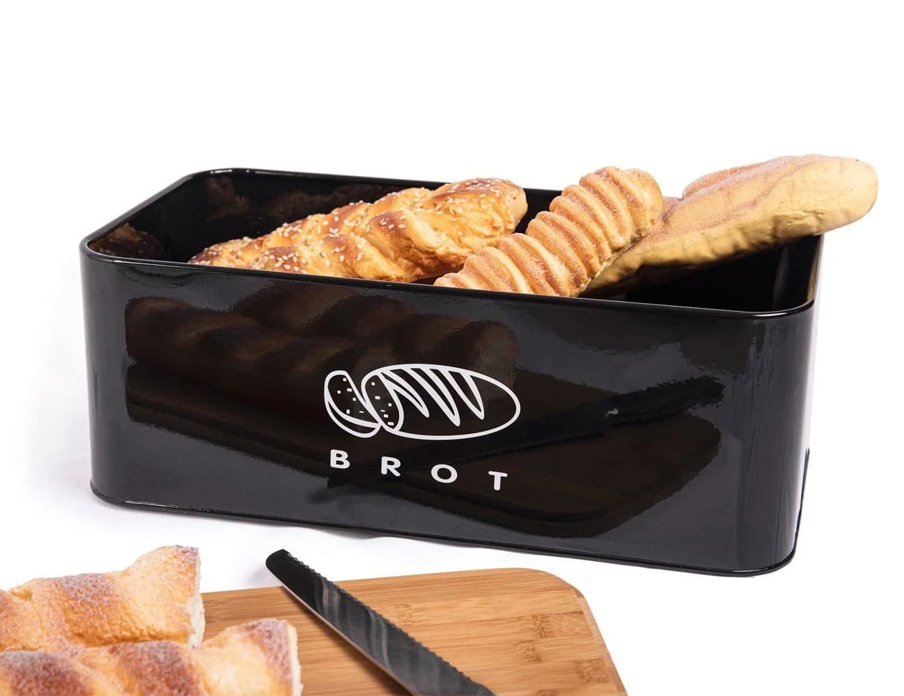 Zedelmaier Brotkasten Metall mit Holzdeckel Schwarz Retro - Bild 3