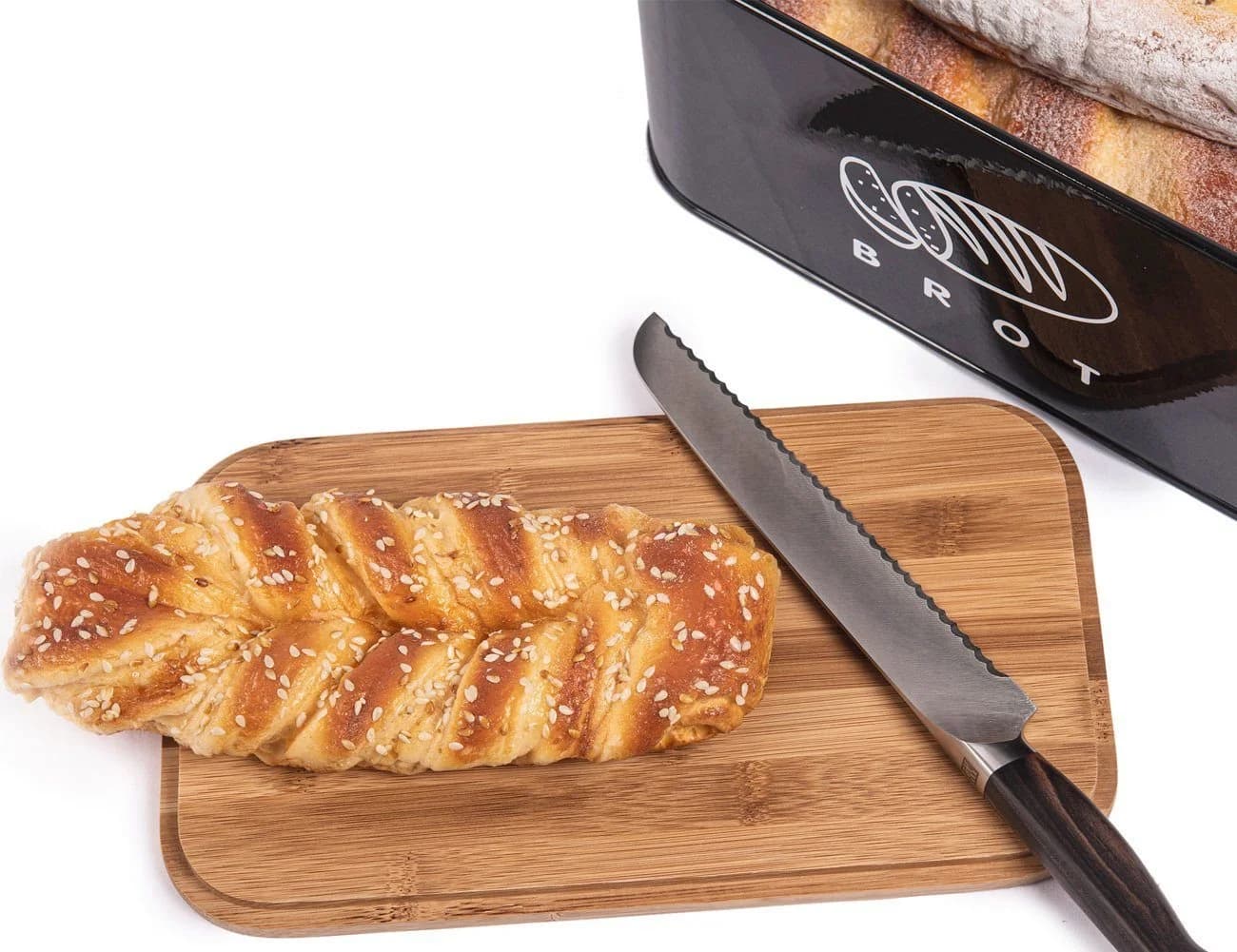Zedelmaier Brotkasten Metall mit Holzdeckel Schwarz Retro - Bild 5