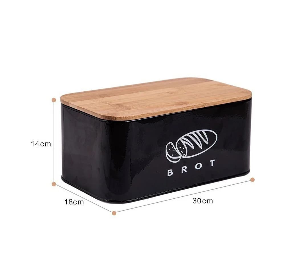 Zedelmaier Brotkasten Metall mit Holzdeckel Schwarz Retro