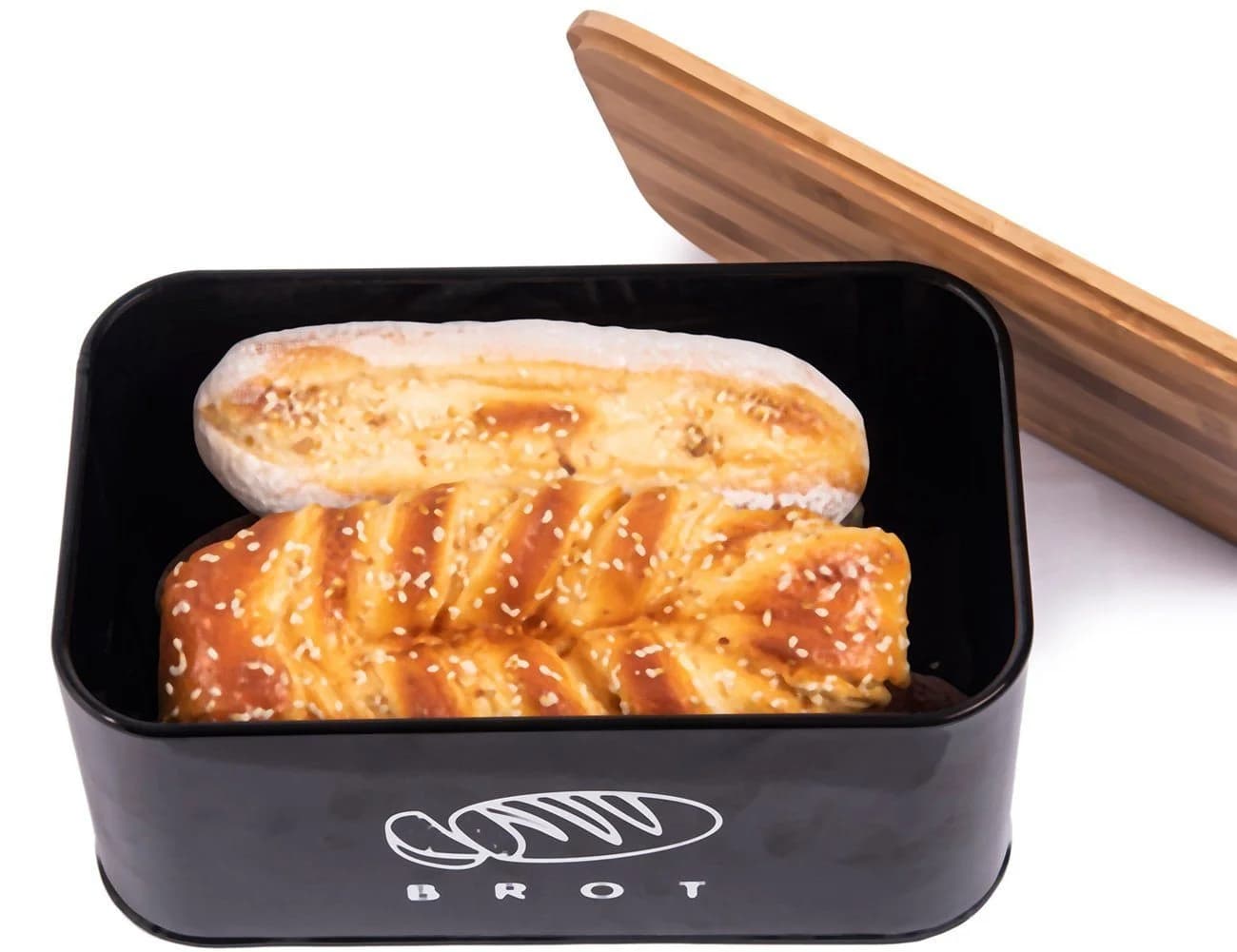 Zedelmaier Brotkasten Metall mit Holzdeckel Schwarz Retro - Bild 3