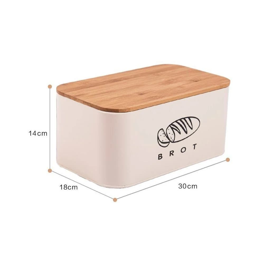 Zedelmaier Brotkasten Metall mit Holzdeckel Beige Retro