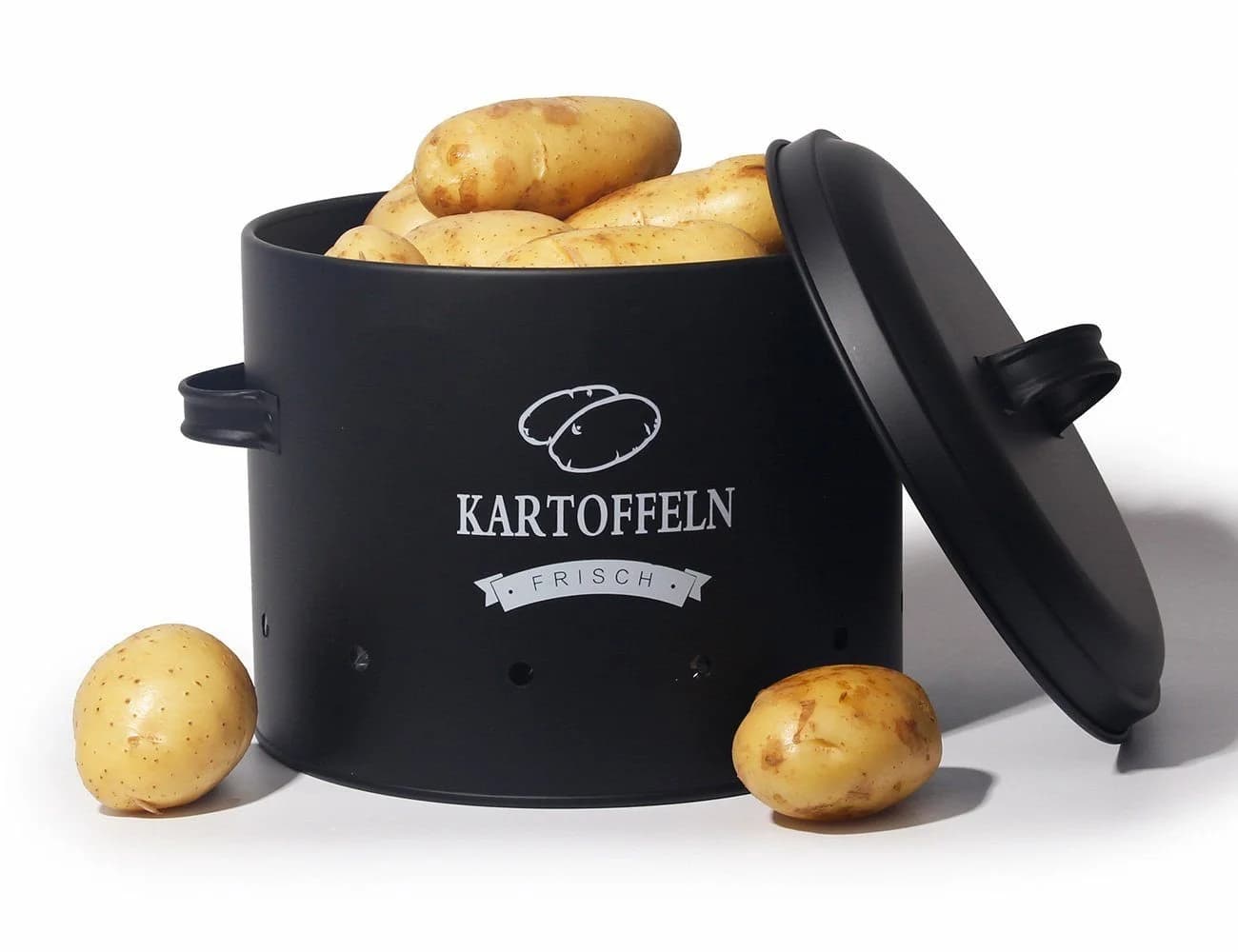 Zedelmaier Vorratsdosen-Set Schwarz Metall für Kartoffeln, Zwiebeln & Knoblauch