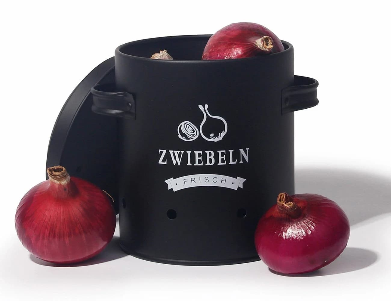 Zedelmaier Vorratsdosen-Set Schwarz Metall für Kartoffeln, Zwiebeln & Knoblauch - Bild 3