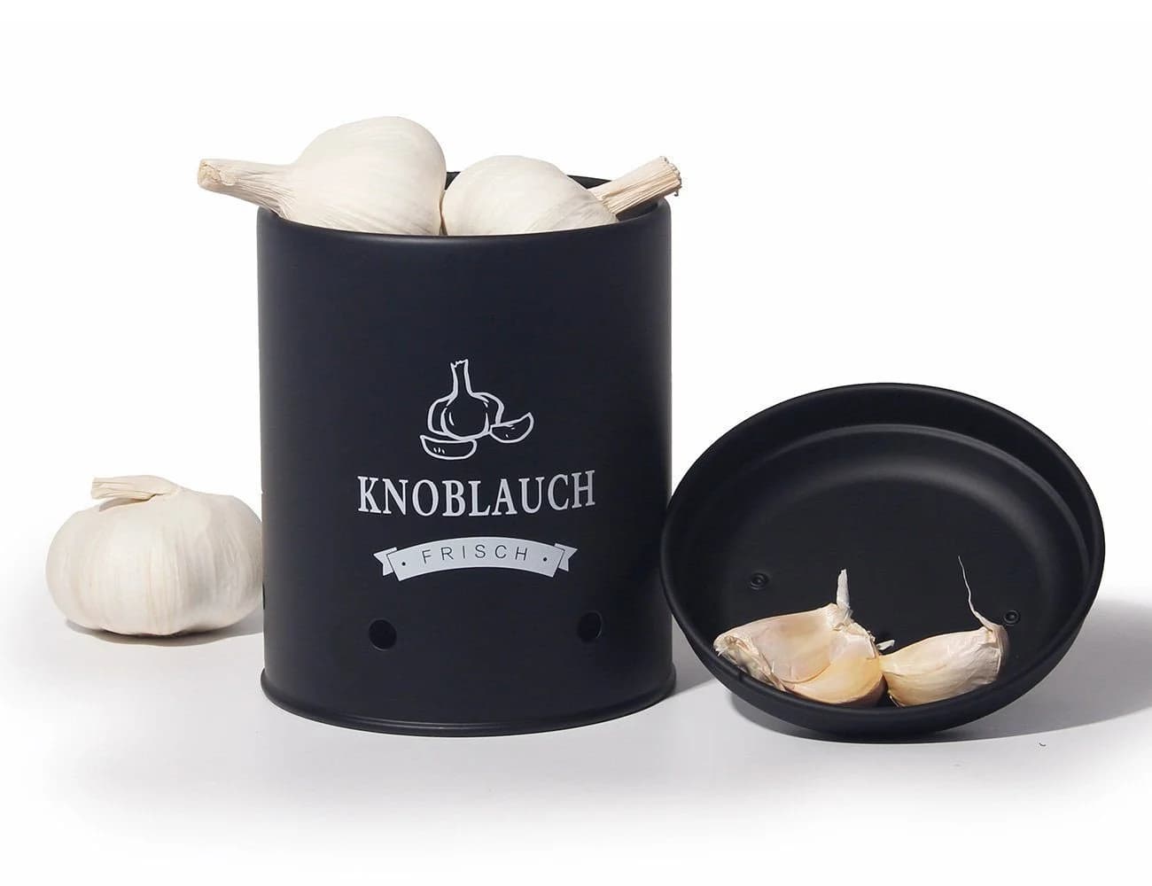 Zedelmaier Vorratsdosen-Set Schwarz Metall für Kartoffeln, Zwiebeln & Knoblauch - Bild 4