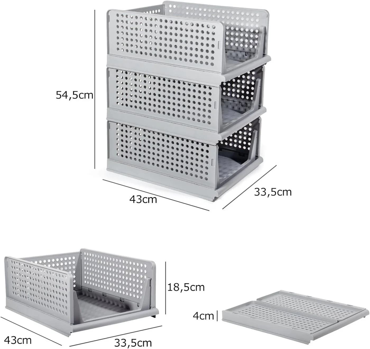Zedelmaier Organizer Schrank-Organizer 6-tlg. Grau Faltbar Stapelbar