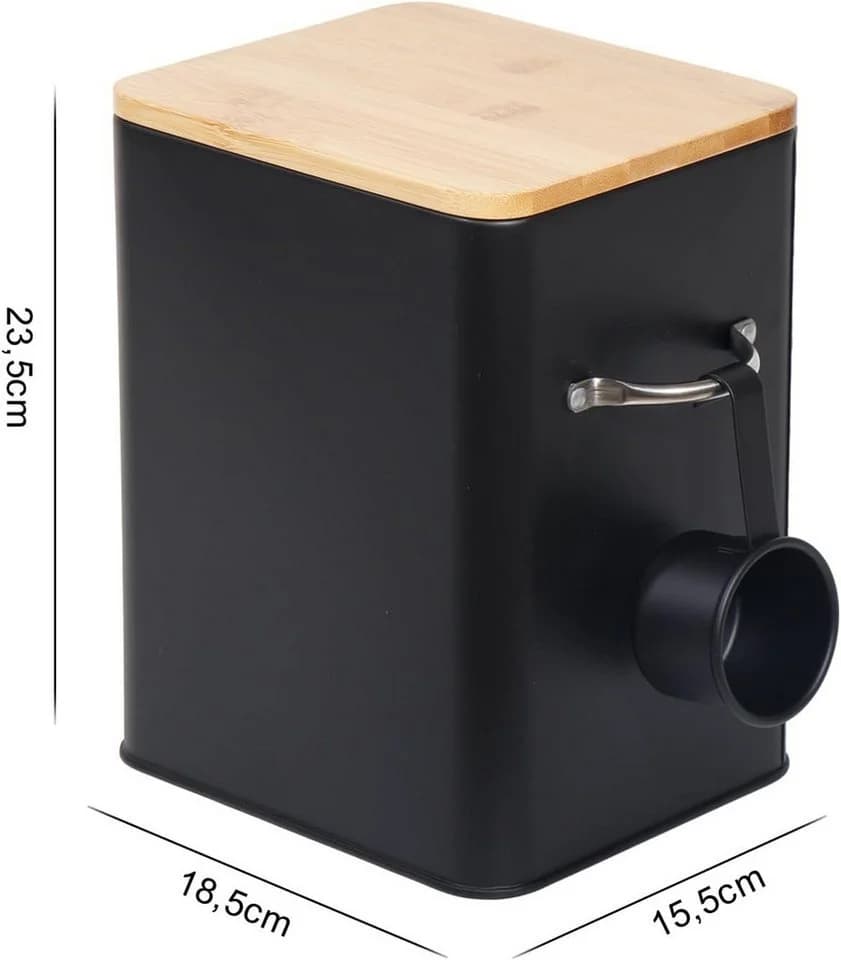 Zedelmaier Aufbewahrungsbox 6,5L Schwarz Rostfreier Stahl mit Deckel & Schaufel