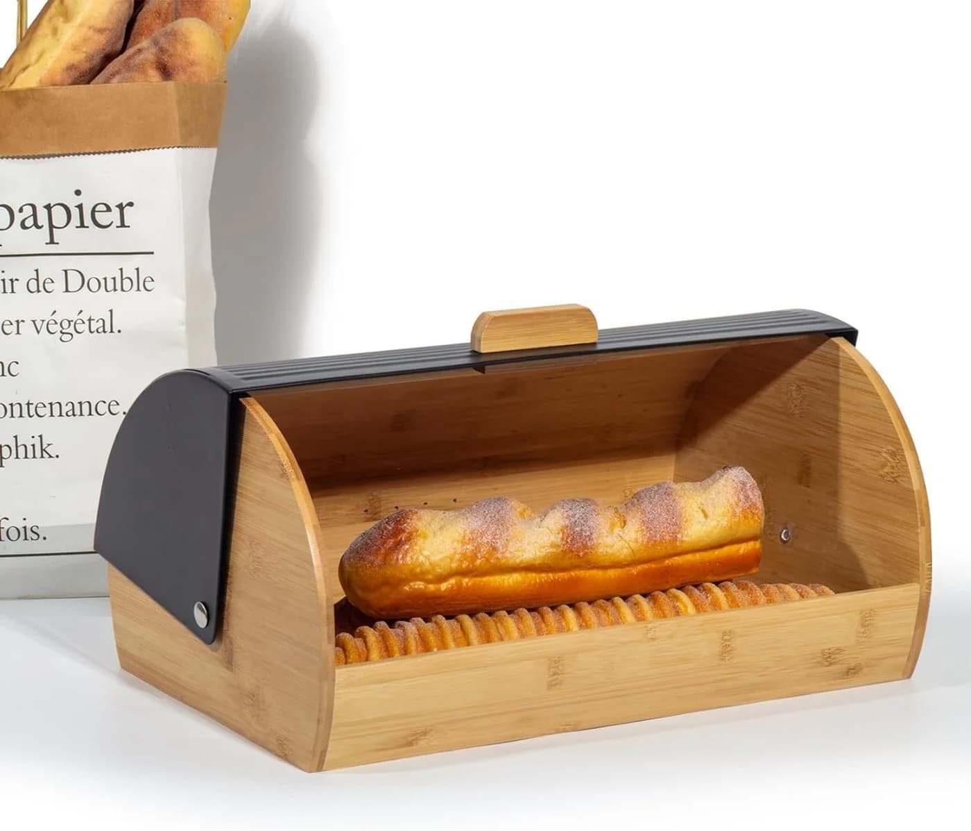 Zedelmaier Brotkasten Bambus mit Rolldeckel Set inkl. Brotbeutel - Bild 4