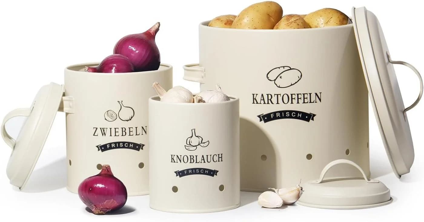 Zedelmaier Vorratsdose Set Metall für Kartoffeln, Zwiebeln & Knoblauch - Bild 2