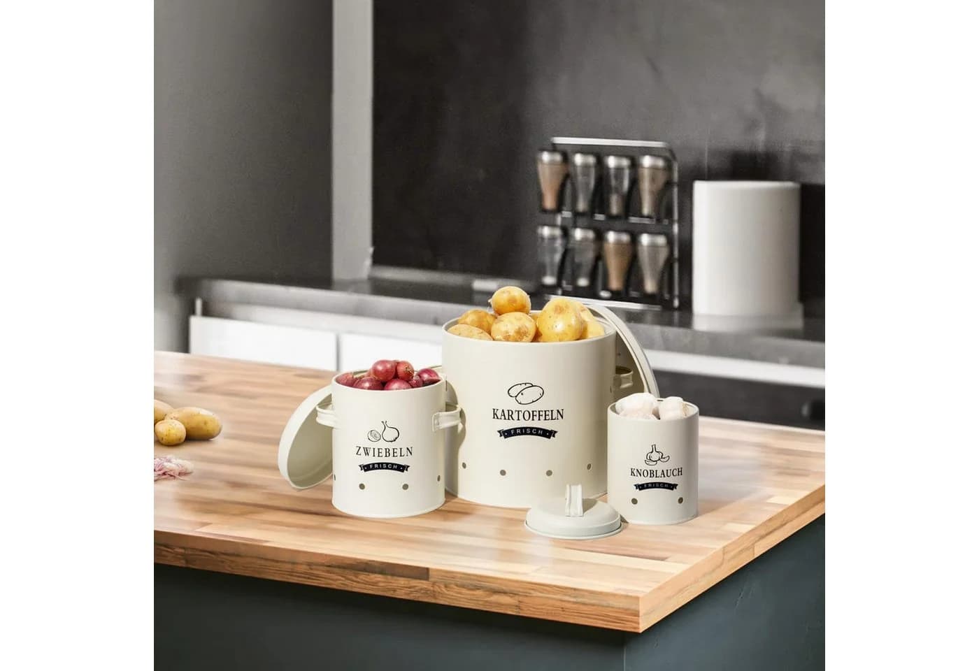 Zedelmaier Vorratsdose Set Metall für Kartoffeln, Zwiebeln & Knoblauch - Bild 4