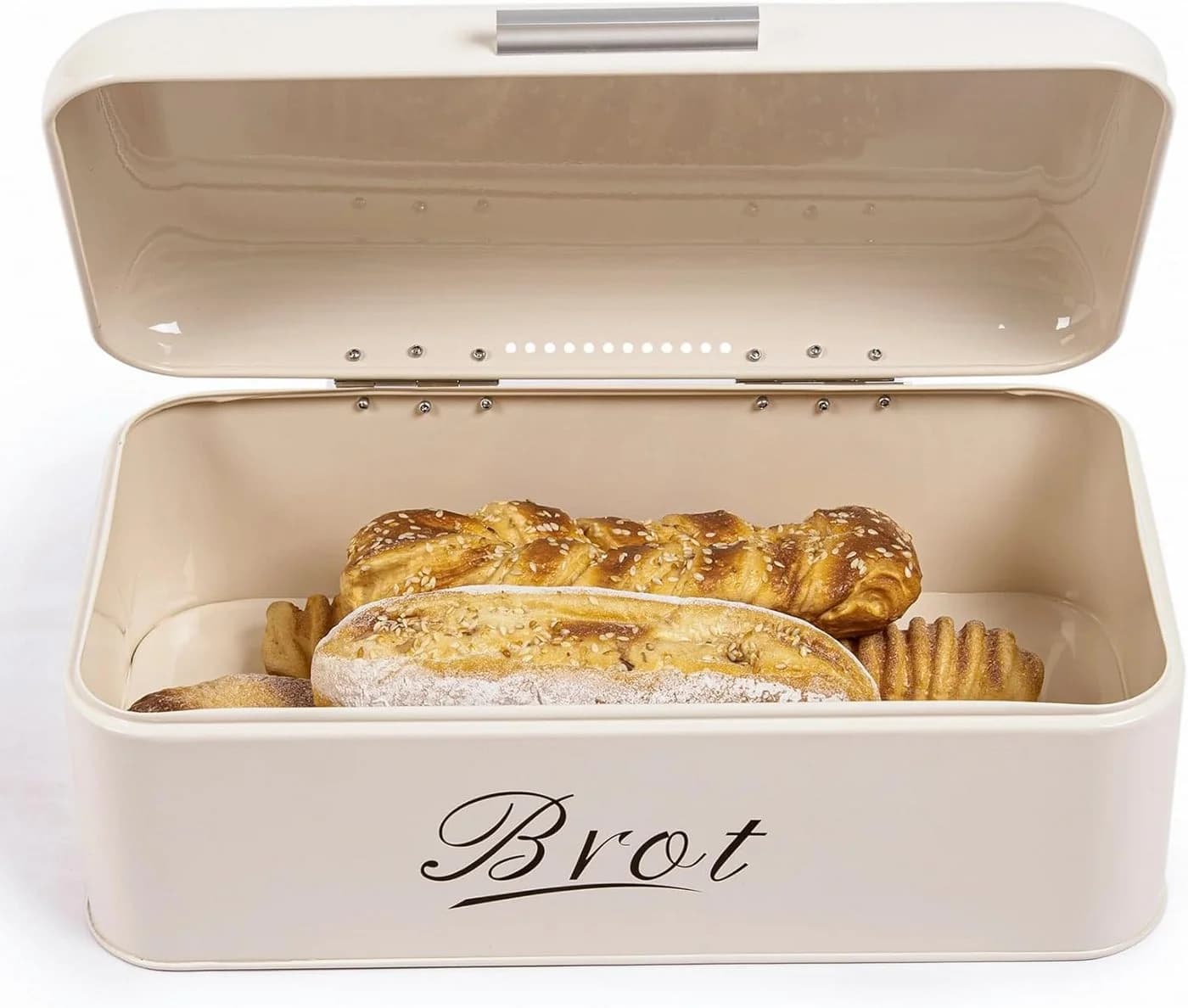 Zedelmaier Brotkasten aus Metall Retro Beige mit Deckel - Bild 3