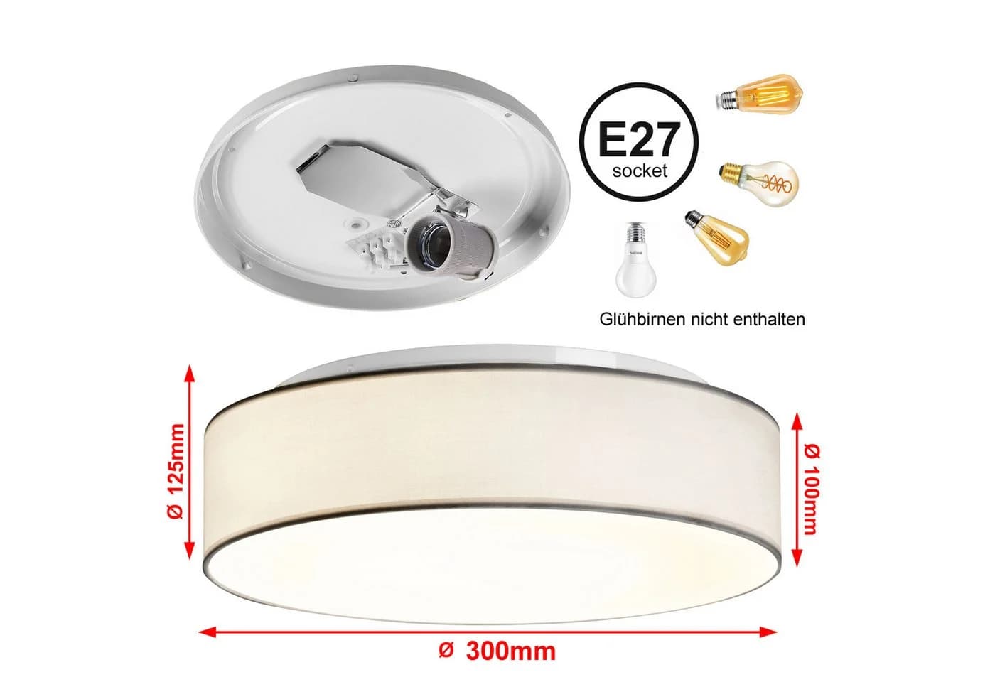 Zedelmaier Deckenlampe Stoff-Lampenschirm Modernes Design - Bild 4