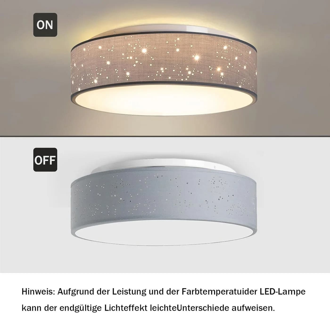Zedelmaier Deckenlampe mit Stoff-Lampenschirm, Sternendesign - Bild 1